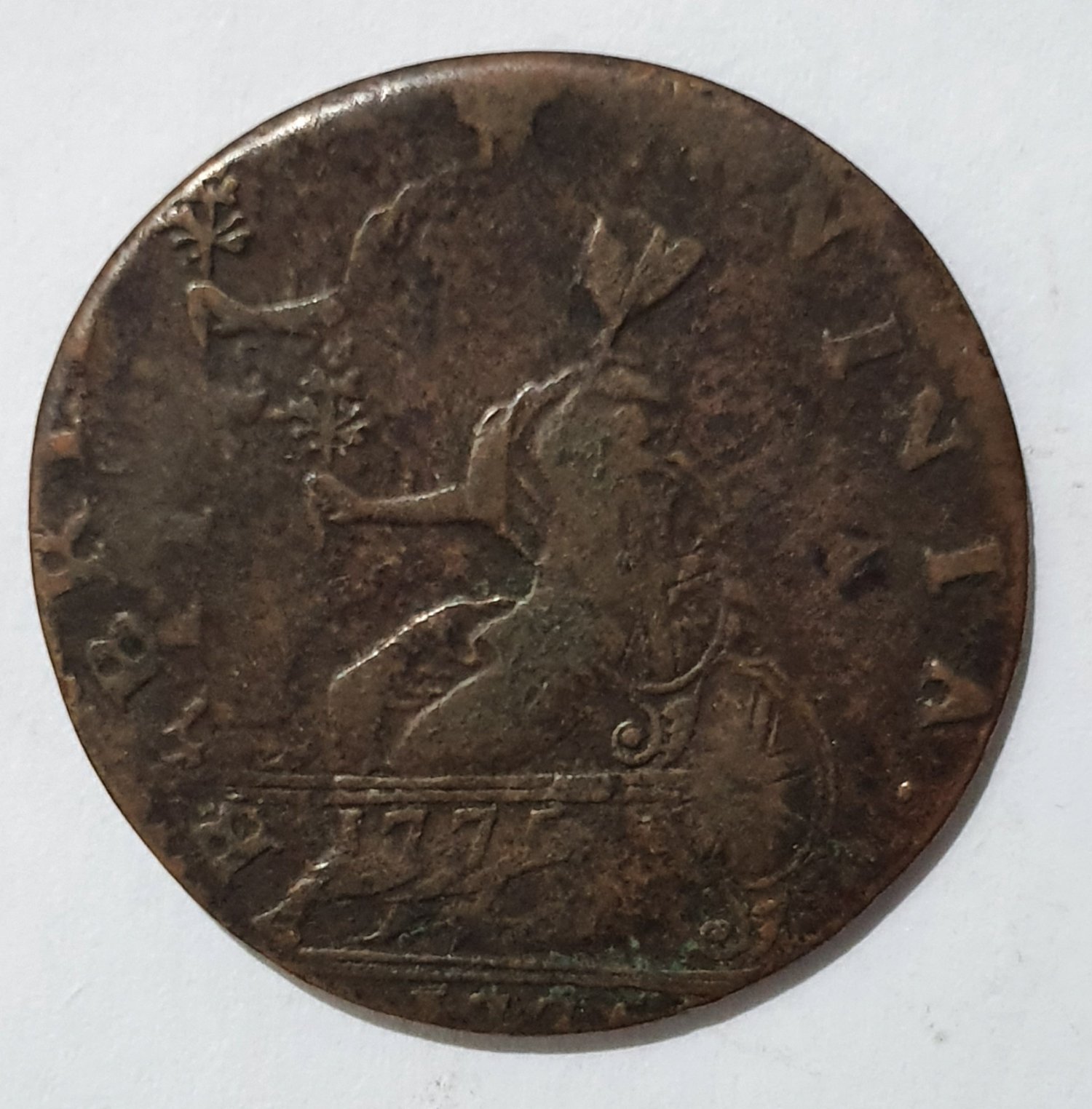 1775-British-Half-Penny-Double-Strike-Coin!